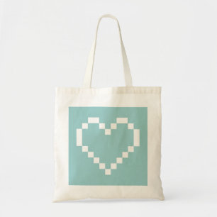 sac fourre-tout turquoise pixellisé icône coeur   
