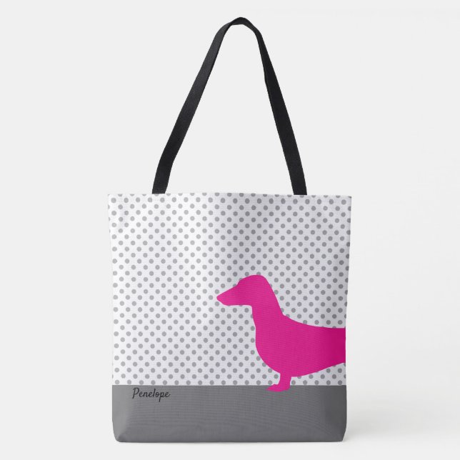 Sac fourre-tout - Un Dachshund à moitié rose (Devant)
