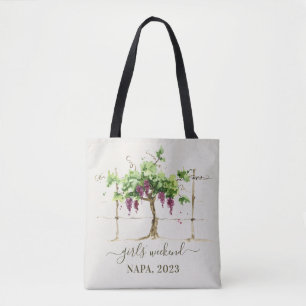 Sac fourre-tout vignoble à l'aquarelle pour week-e