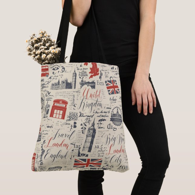 Sac fourre-tout vintage de Londres (De près)
