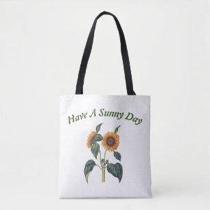 Sac fourre-tout vintage de tournesol "Ayez une jou