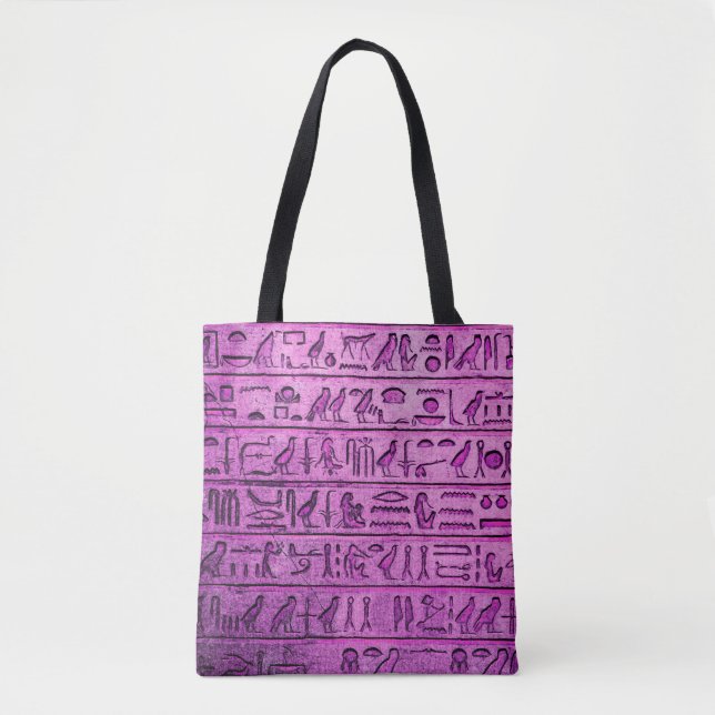Sac fourre-tout violet des hiéroglyphes égyptiens  (Devant)