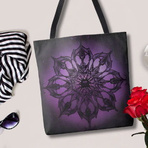 Sac fourre-tout violet mandala gothique