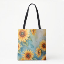Sac fourre-tout Watercolor Sunflower Breeze