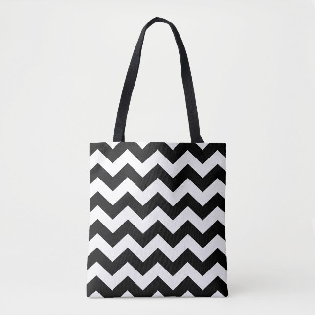 sac fourre-tout - Zigzag noir et blanc (Devant)