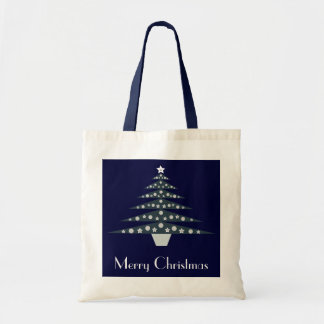 Sac frais de cadeau d'arbre de Noël bleu et blanc