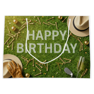 Sac Golf Joyeux Anniversaire sur Vert Grand Sac Ca