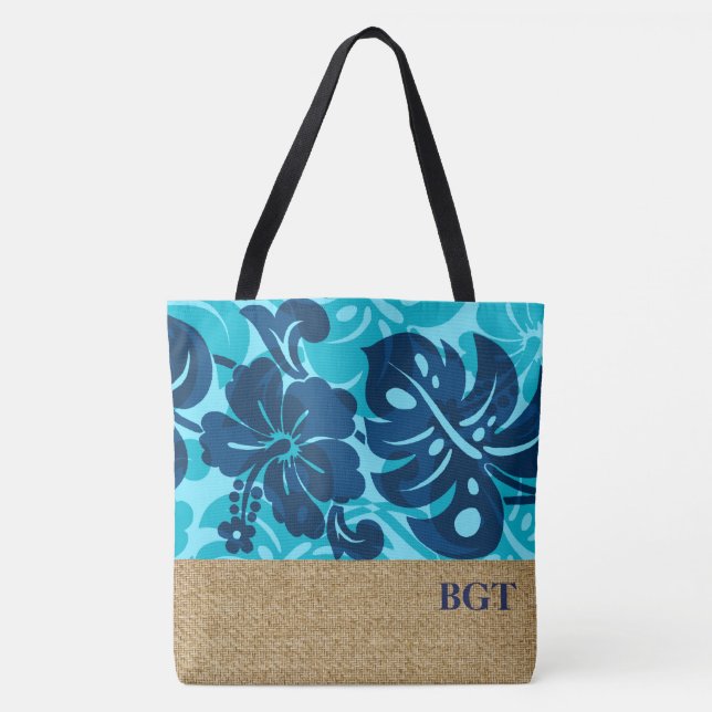 Sac hawaïen de plage de monogramme de ketmie de (Devant)