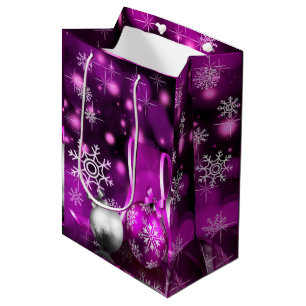 Sac moyen de cadeau de Noël pourpre renversant de
