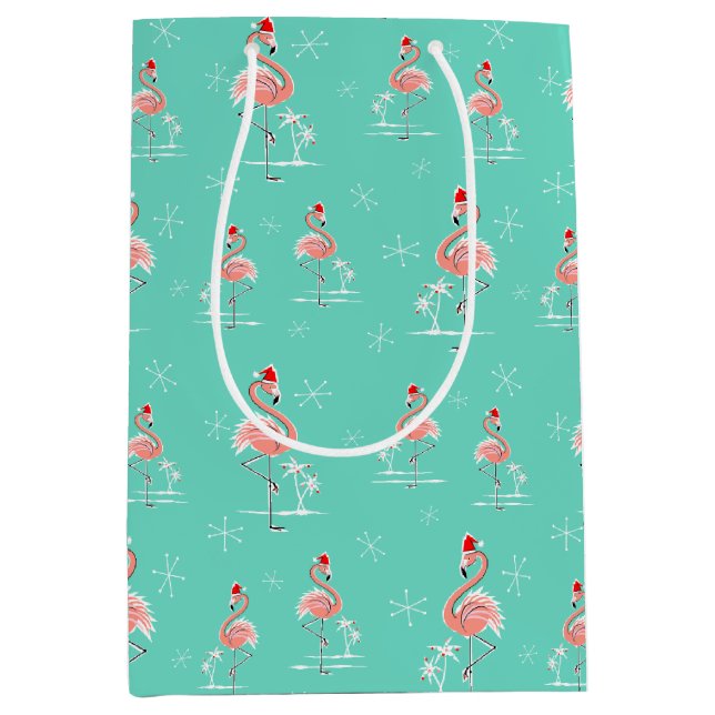 Sac moyen multi de cadeau de Flamant rose de Noël (Devant)
