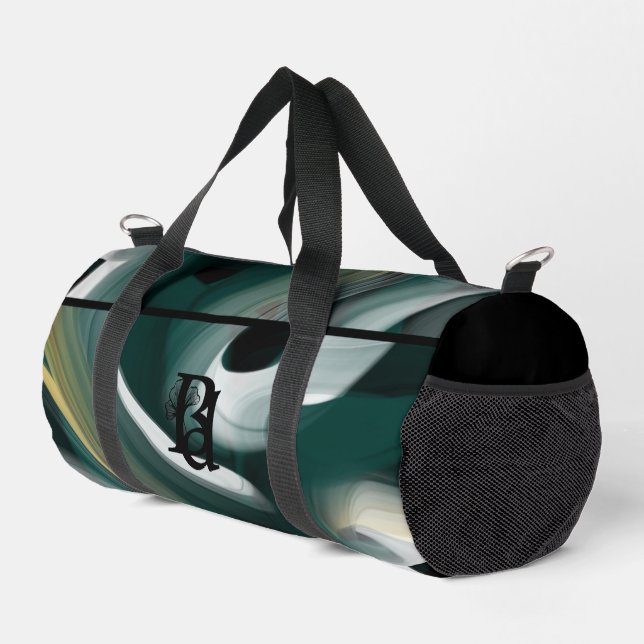 Sac noir petit Duffel Tendance Abstrait Vert Or (Coin droit)