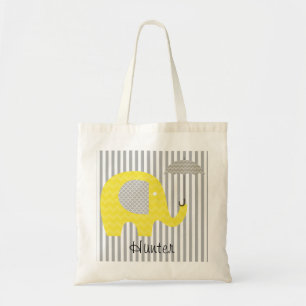 Sac personnalisé à parapluie gris éléphant jaune