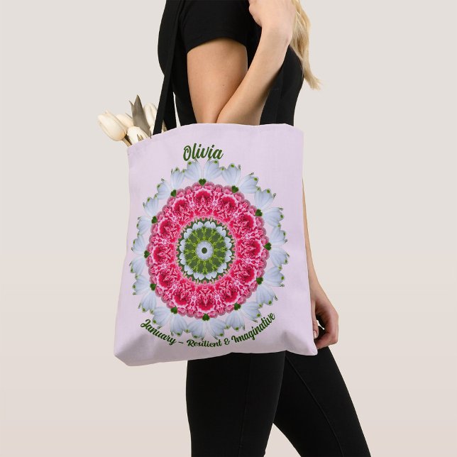 Sac personnalisé avec la fleur du mois de janvier (Créateur téléchargé)