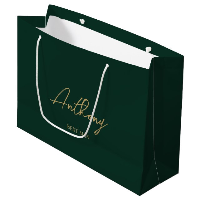 Sac personnalisé de fête de mariage Green & Gold (Devant Angle)
