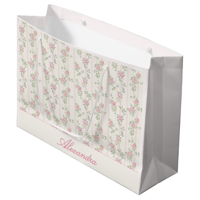 Sac personnalisé de fleurs roses dans un sac-cadea (Devant Angle)