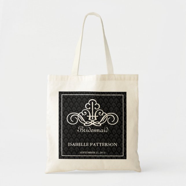 Sac personnalisé de noce de rouleaux dans le noir (Devant)
