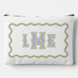 Sac personnalisé violet et vert à monogramme à bor