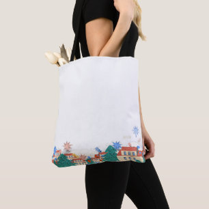 Sac plat avec scène de rue le long de la base