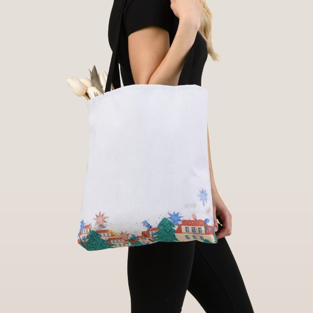 Sac plat avec scène de rue le long de la base (De près)