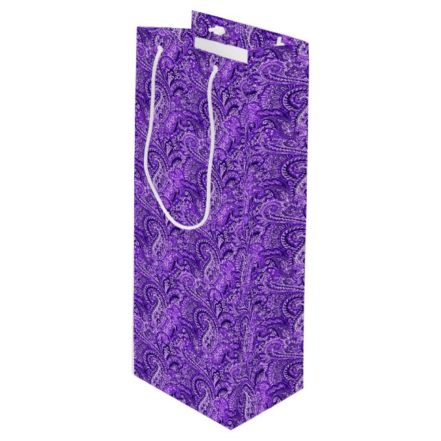 Sac pourpre classique de cadeau de vin de Paisley (Devant Angle)