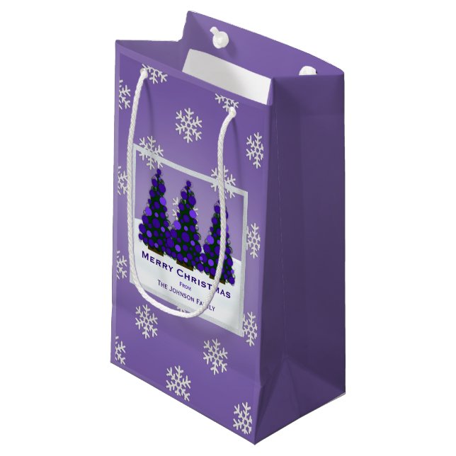 Sac pourpre personnalisé de cadeau d'arbre de Noël (Devant Angle)