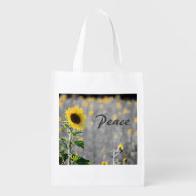 Phrase "Paix", Champ de tournesols, Noir & Blanc