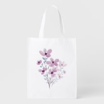 Sac d'alimentation réutilisable violet fleurs élég