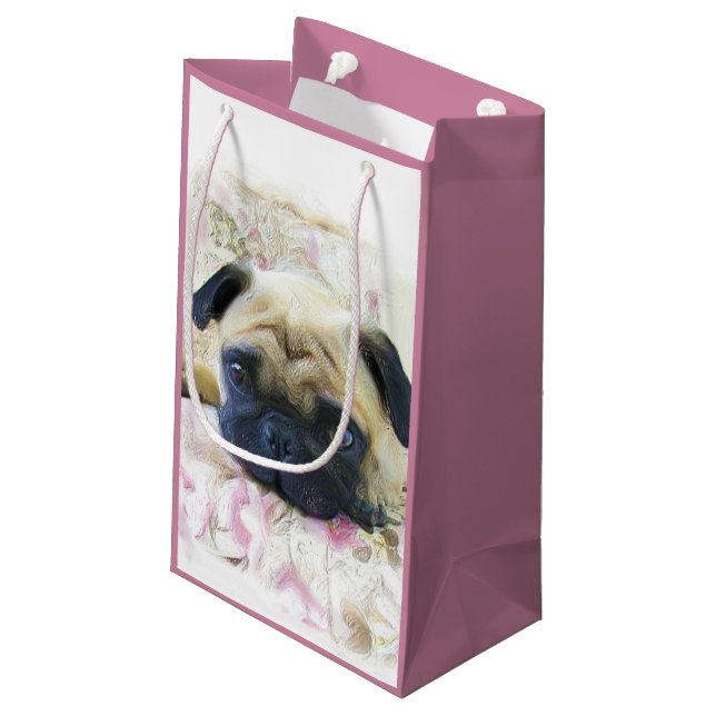 Sac rose de cadeau de chien de carlin (Dos Angle)
