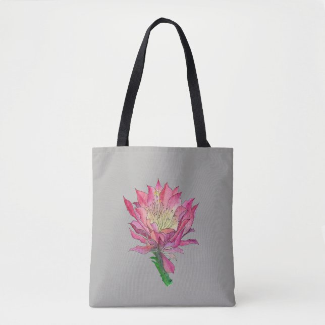 Sac rose d'impression de fleur de cactus (Devant)
