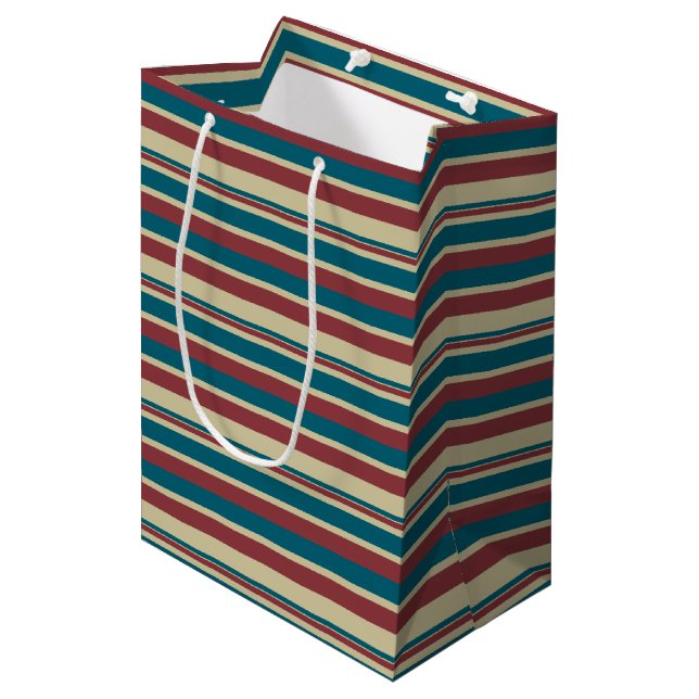 Sac Rouge Beige Beige Stripes Moyen Cadeau (Devant Angle)