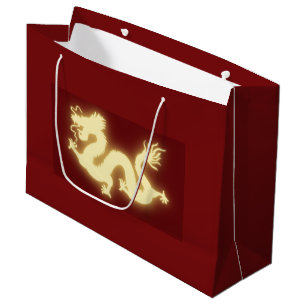 Sac rouge foncé rougeoyant de cadeau de dragon