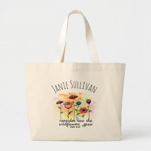 Sac Scripture Floral Nom Grand Sac Fourre-Tout