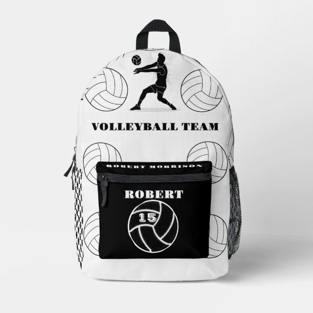 sac sport de volley-ball noir et blanc personnalis (Recto)