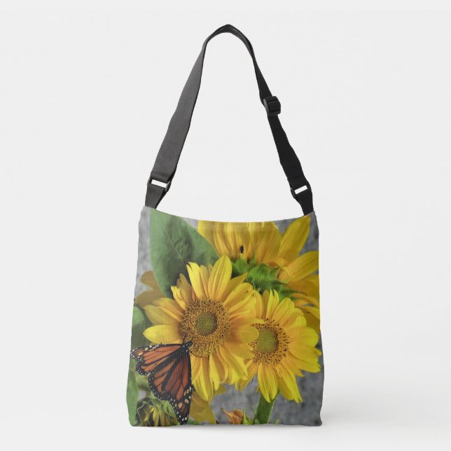 Sac transversal tournesol et papillon monarque (Devant)