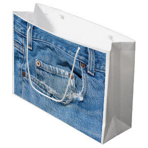 Sac usé de cadeau de jeans - grand