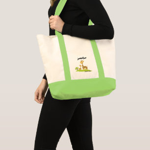 Sac vert et jaune mignon de girafe de maman et de