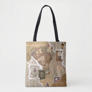 Sac vintage à collage pour journal déchiqueté