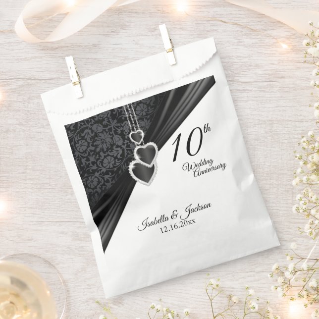 Sachets En Papier 10e Anniversaire du Mariage Onyx Favor Sac (Coupé)