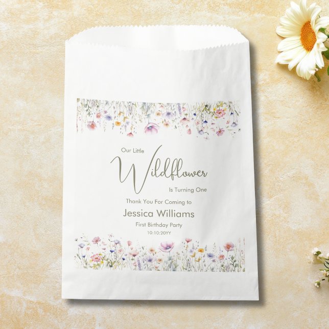 Sachets En Papier 1er anniversaire Notre petit Fleur sauvage qui tou (Créateur téléchargé)