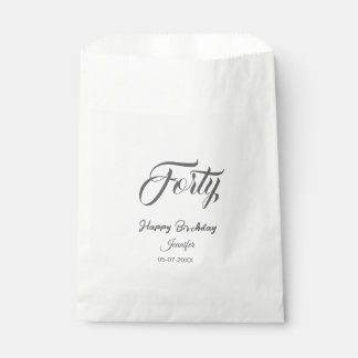 Sachets En Papier 40th forty letterbirthday add name date year gray 