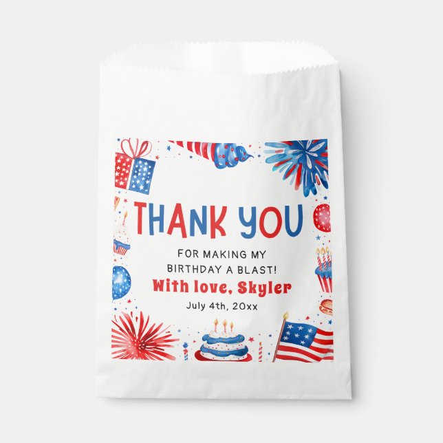 Sachets En Papier 4 juillet Rouge Blanc Bleu Été Fête d'Anniversaire (Devant)