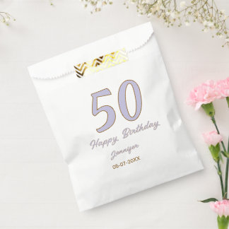 Sachets En Papier 50e anniversaire ajouter nom date année mode viole
