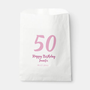 Sachets En Papier 50e anniversaire ajouter nom date année rose rouge