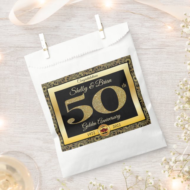 Sachets En Papier 50e anniversaire d'or (Coupé)