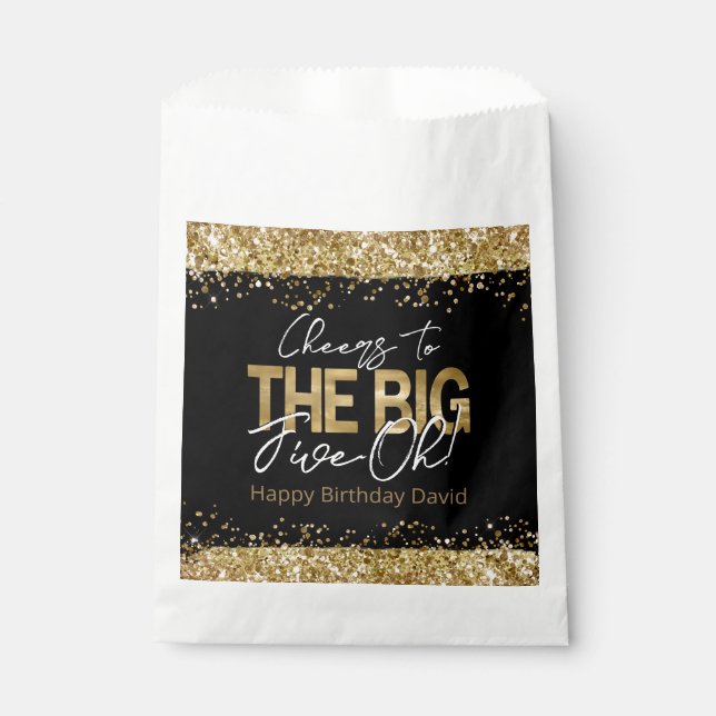 Sachets En Papier 50e anniversaire Gold et Black Big Five-Oh (Devant)