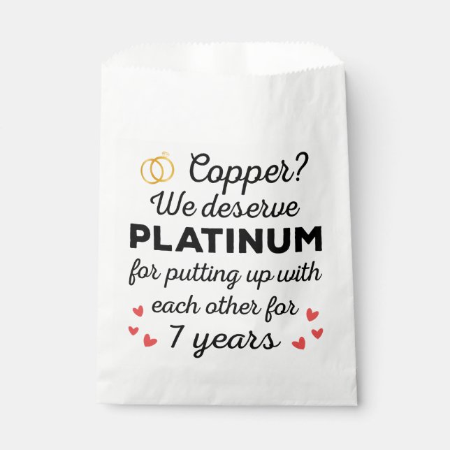 Sachets En Papier 7e anniversaire Mariage I - Couple amusant en cuiv (Devant)