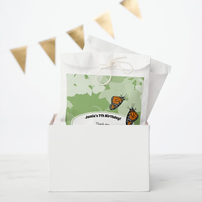 Sachets En Papier 7e anniversaire Monarch Butterfly Green (Fête)