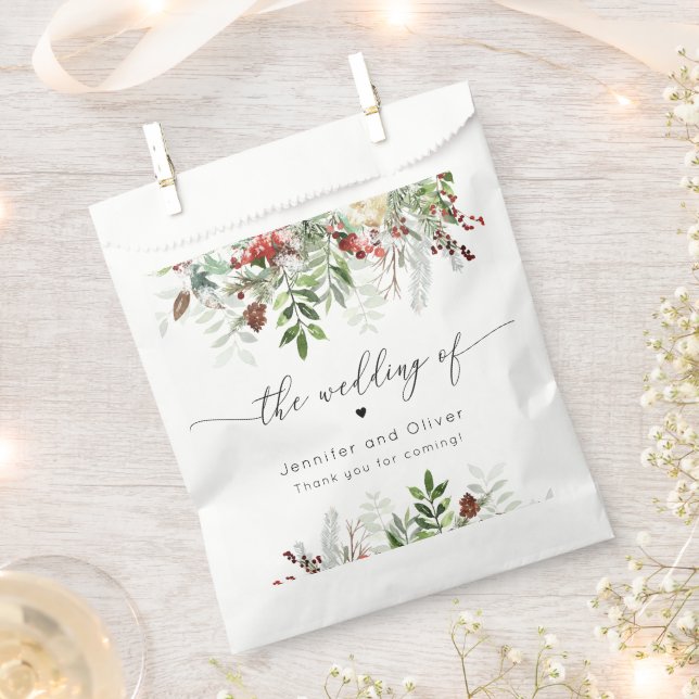 Sachets En Papier À feuillage persistant mariage d'hiver de Noël (Coupé)