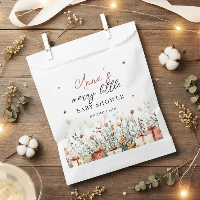 Sachets En Papier A Merry Little Baby Shower Christmas Florals (Créateur téléchargé)