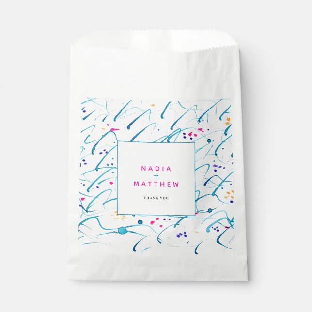 Sachets En Papier Abstrait tropical peu profond vagues mariage aqua  (Devant)